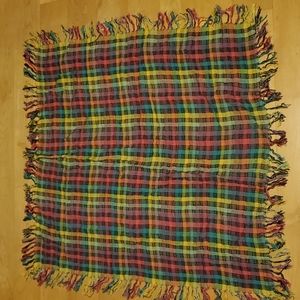 Rainbow Plaid Fringed Scarf